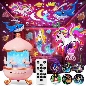 One Fire princess night light projector shows 315 colors for dreamy bedtimes.