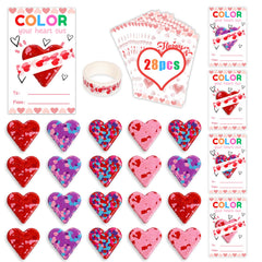 ONEHAUS 28Pcs valentines cards with heart design for classroom gifting
