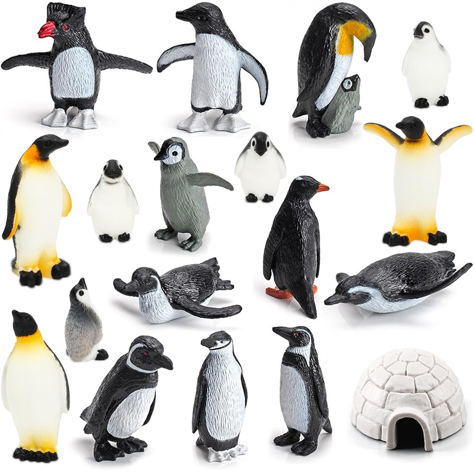 ONEST 18-piece penguin figurines set for imaginative play and shelf display
