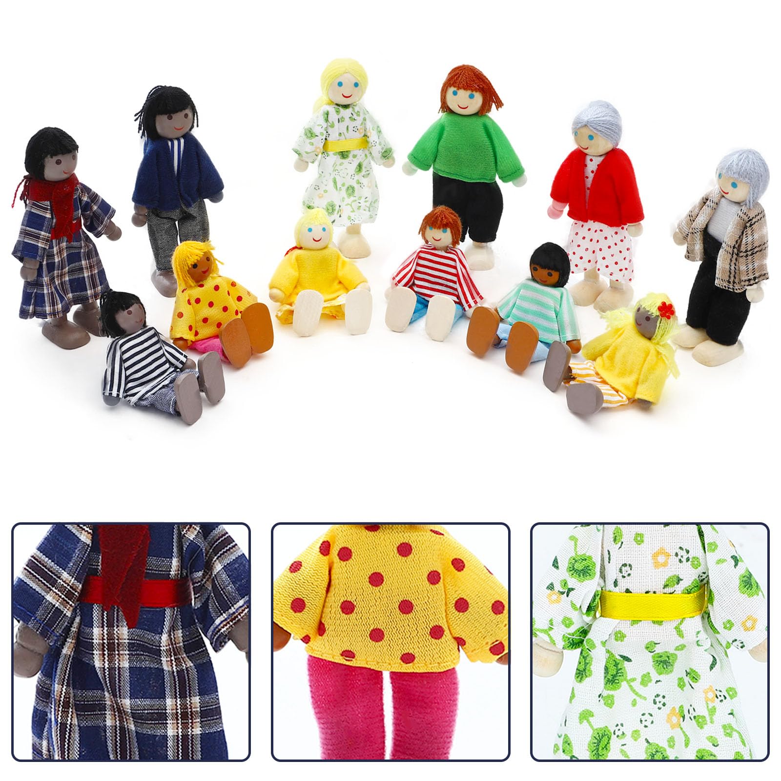 ONEST wooden dollhouse family with parents for storytelling