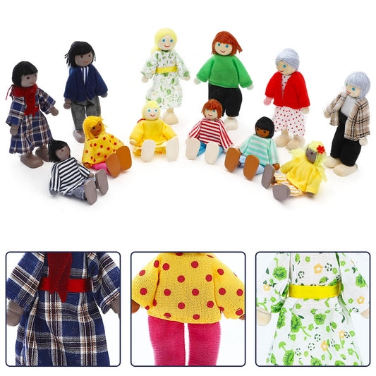 ONEST wooden dollhouse family with parents for storytelling