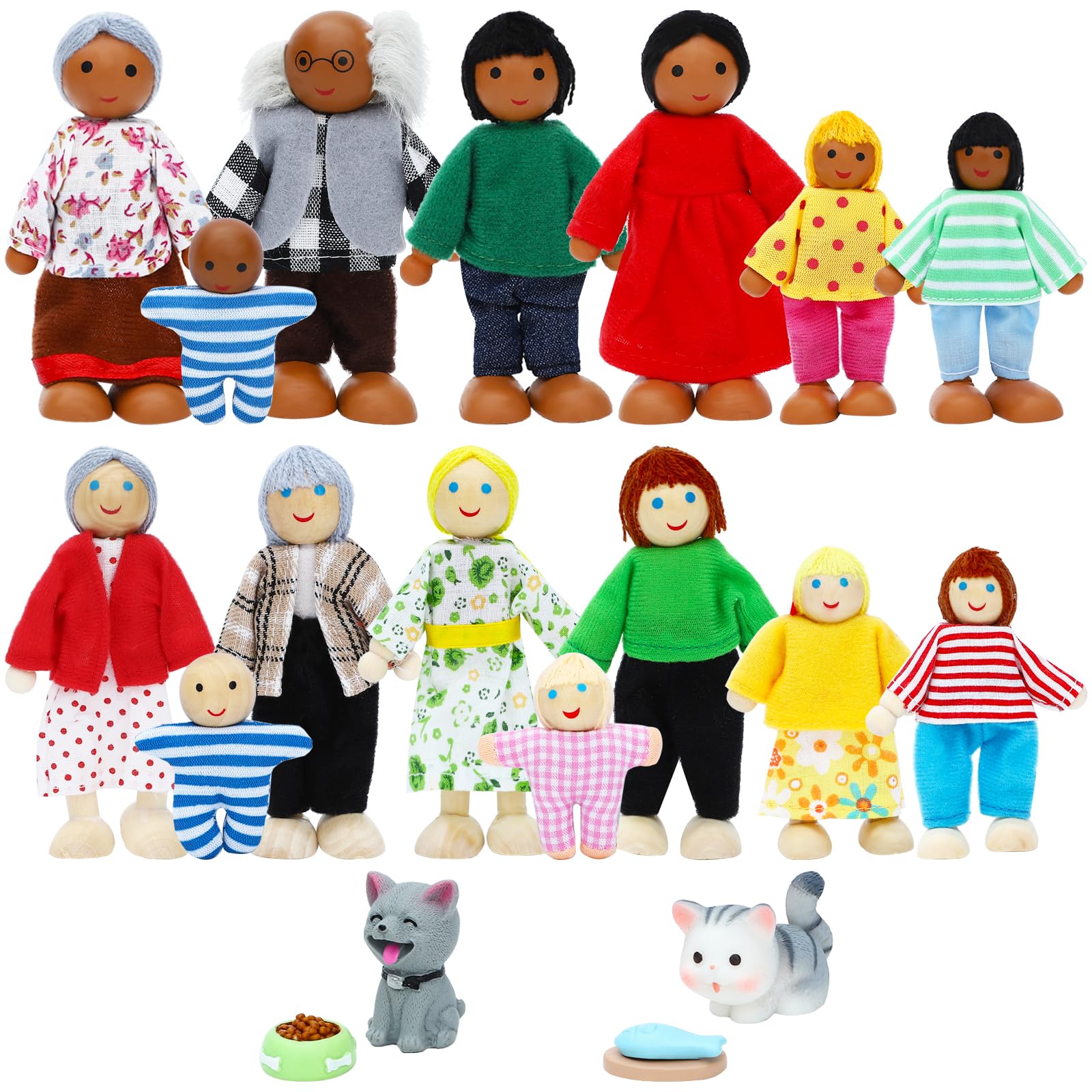 ONEST grandparents figures in natural wood for cozy storytelling and pretend play