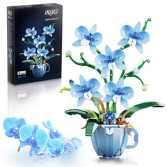 ONIMISC blue orchid building set with lifelike petals enhances your living space decor.