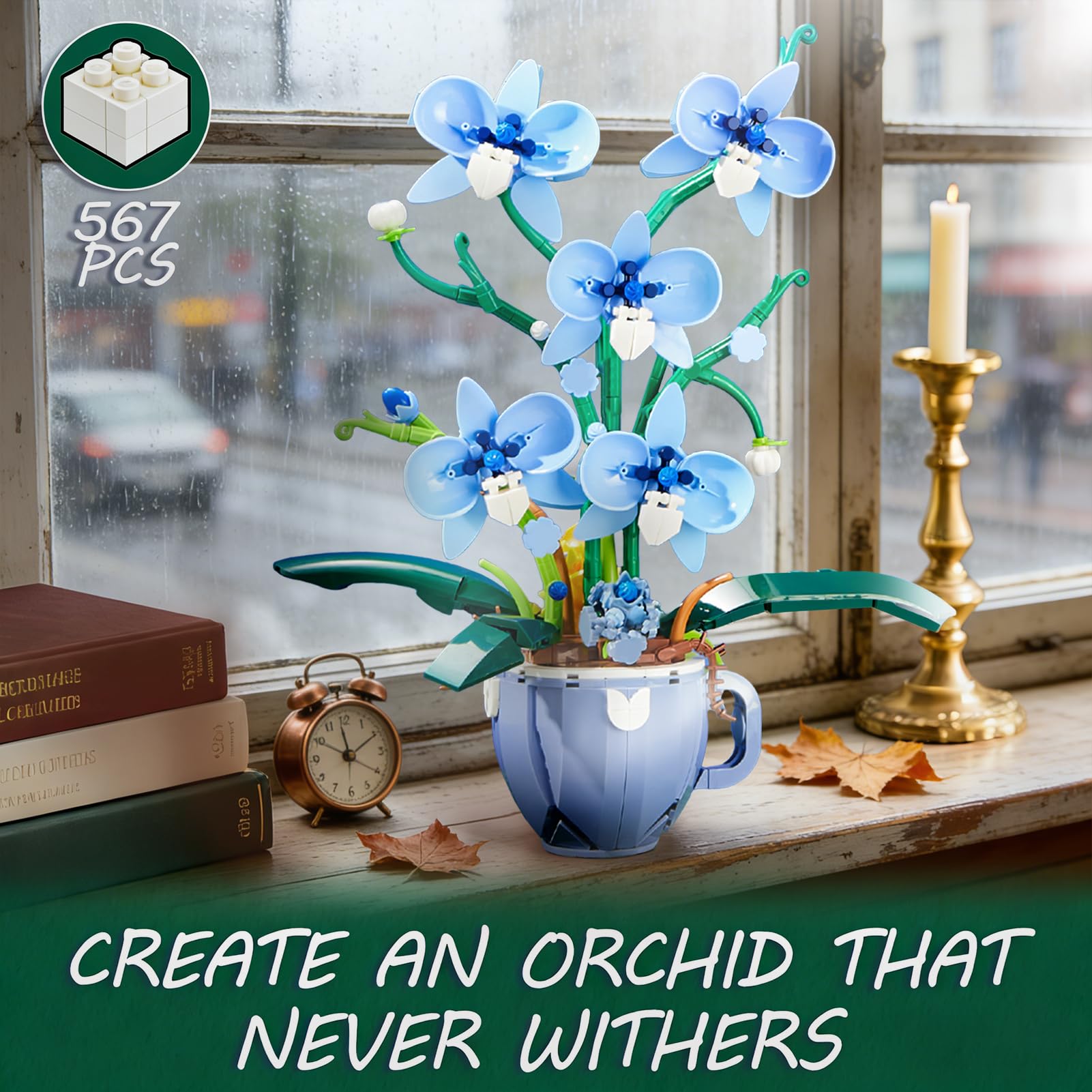 ONIMISC orchid vase detail highlighting the finished centerpiece look.