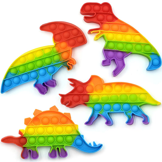 Only U Dinosaur Pop Fidget Set 4-pack front view for playful learning and focus.