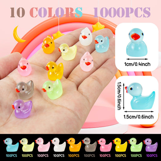 ONLYFU luminous mini resin duck green for fairy gardens and crafts.