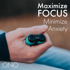 Compact teal ONO Roller fits in a bag for portable focus.