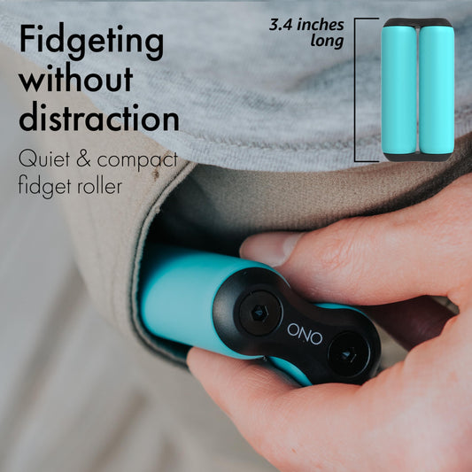 Close-up of the teal ONO Roller showing smooth rolling action.