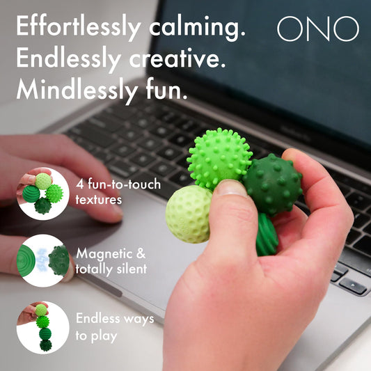 ONO Signets emerald bumps offer discreet stress relief through engaging magnetic play.