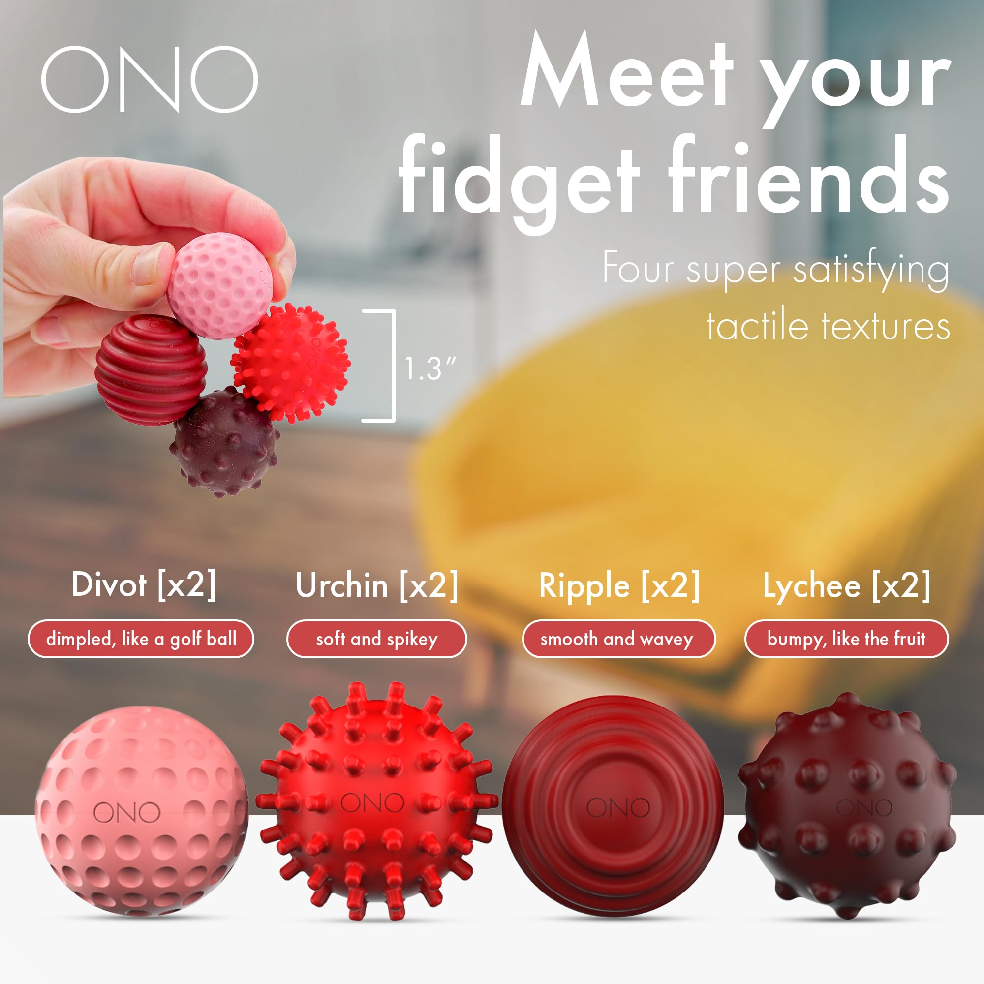 ONO Signets featuring waves provide varied tactile feedback for focus.