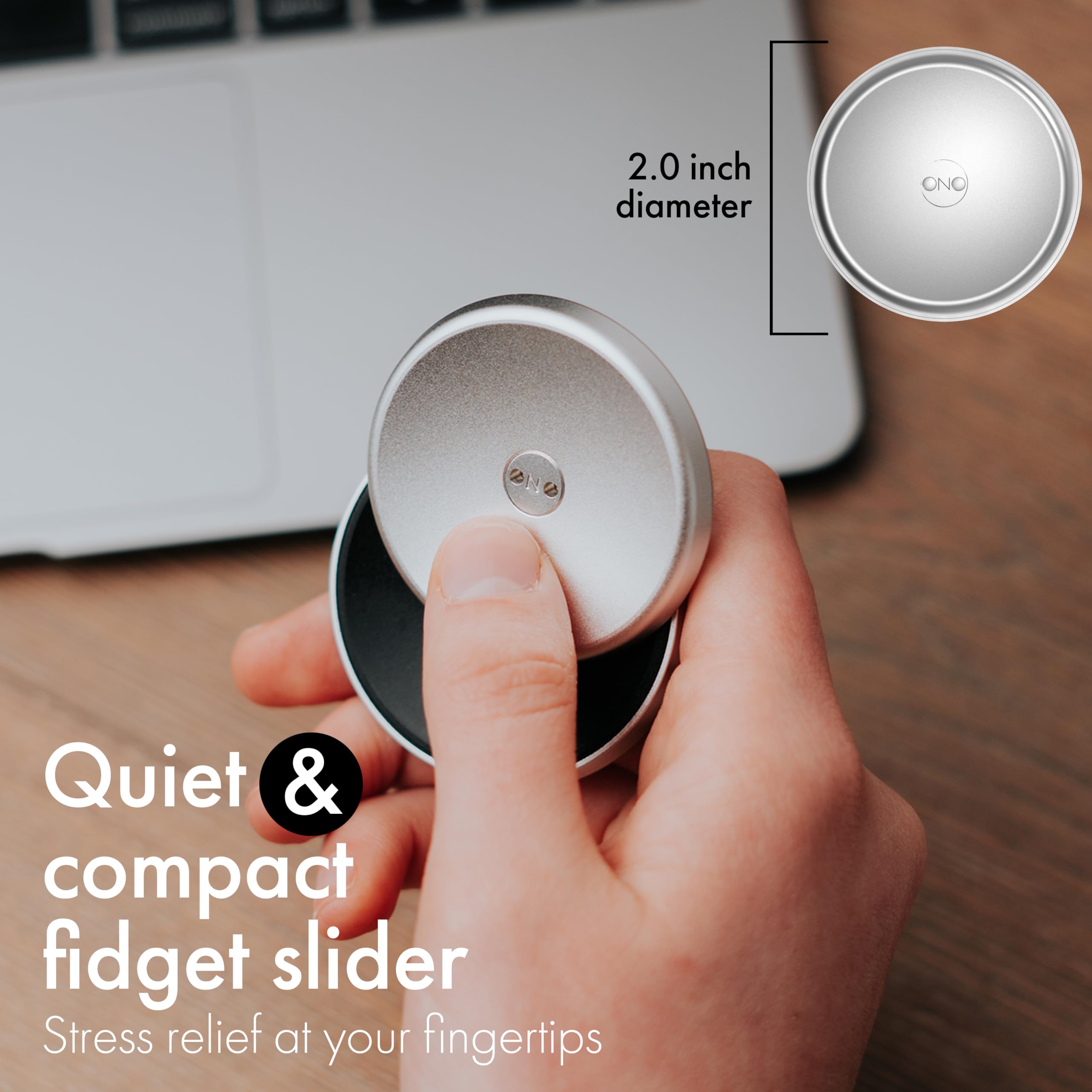 Close-up of ONO Slider poker-chip motion for tactile relief