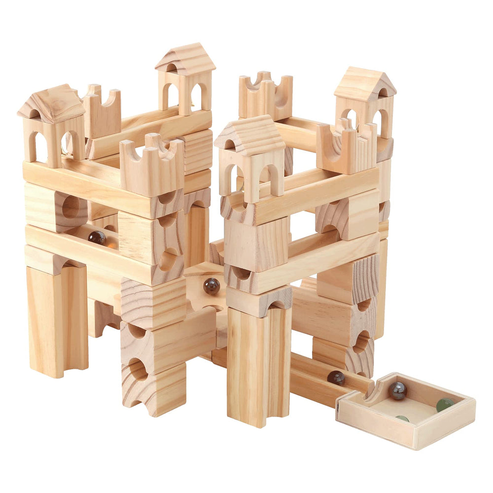 Onshine wooden marble run blocks for open-ended construction play for kids