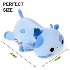 Onsoyours Blueberry Cow plush fabric detail highlighting plush texture.