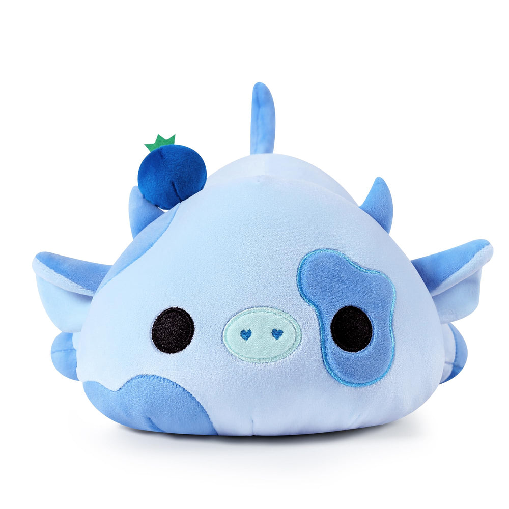 Onsoyours Blueberry Cow plush full-body view for cozy hugs.