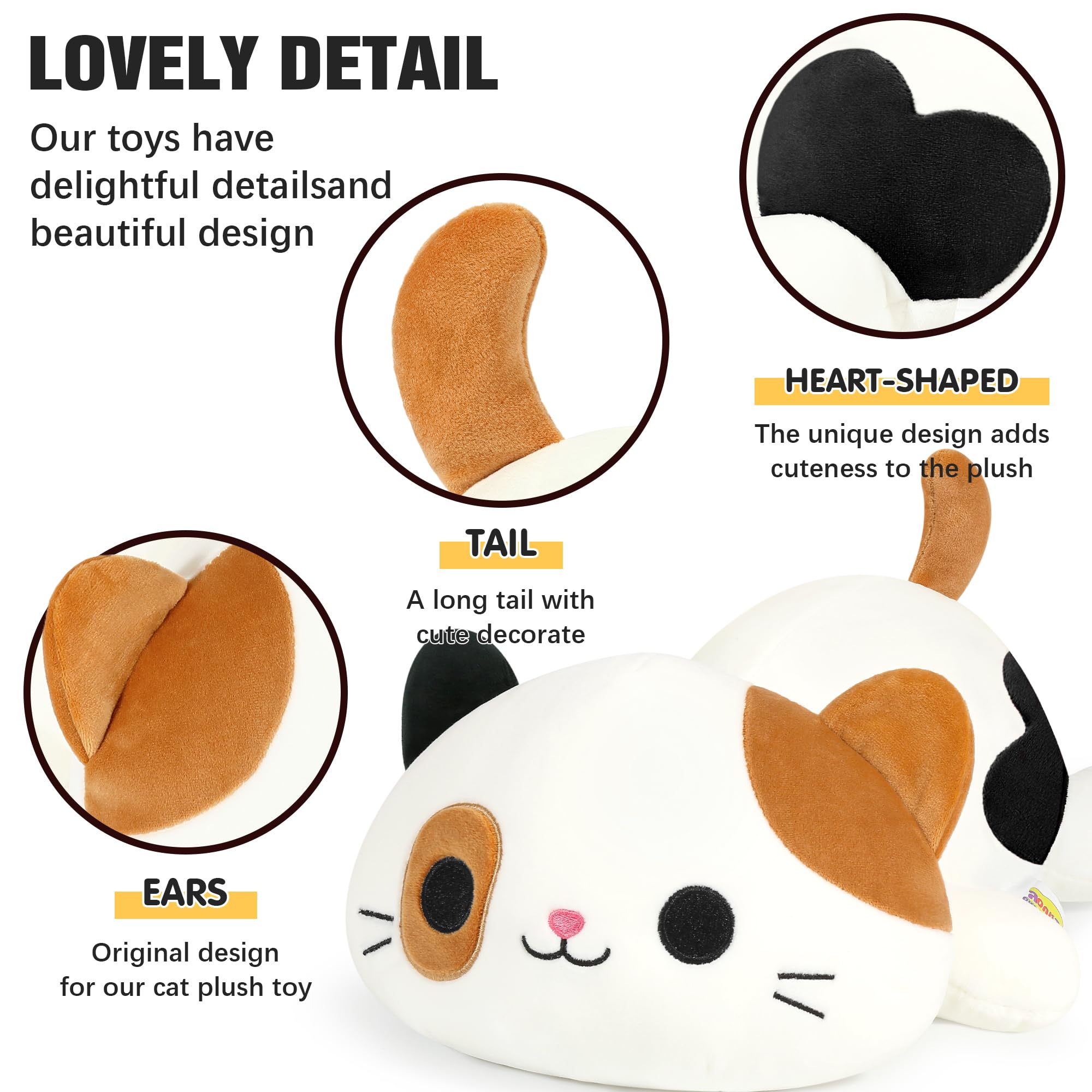 Onsoyours Calico Cat Plush back design with decorative pattern