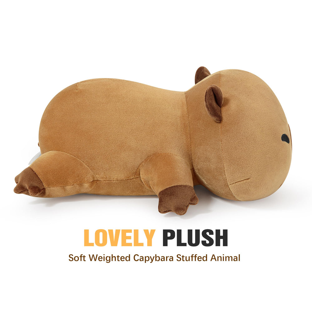 Onsoyours weighted capybara plush in a cozy setting, perfect bedtime companion.