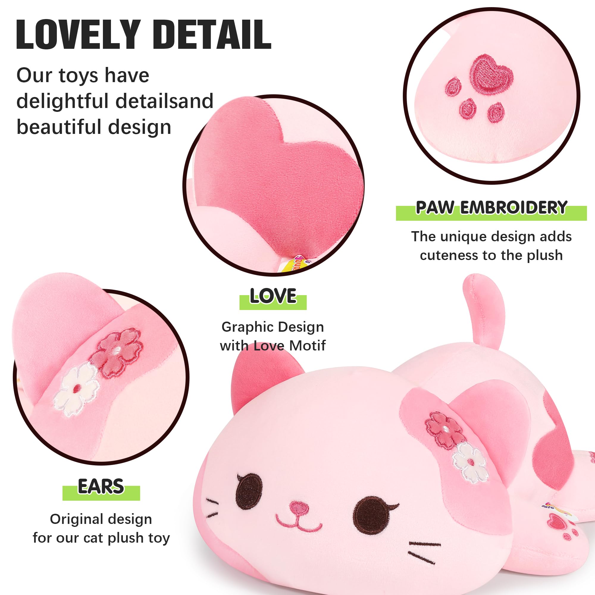 Onsoyours Sakura Cat Plush pink pillow suitable for kids and adults