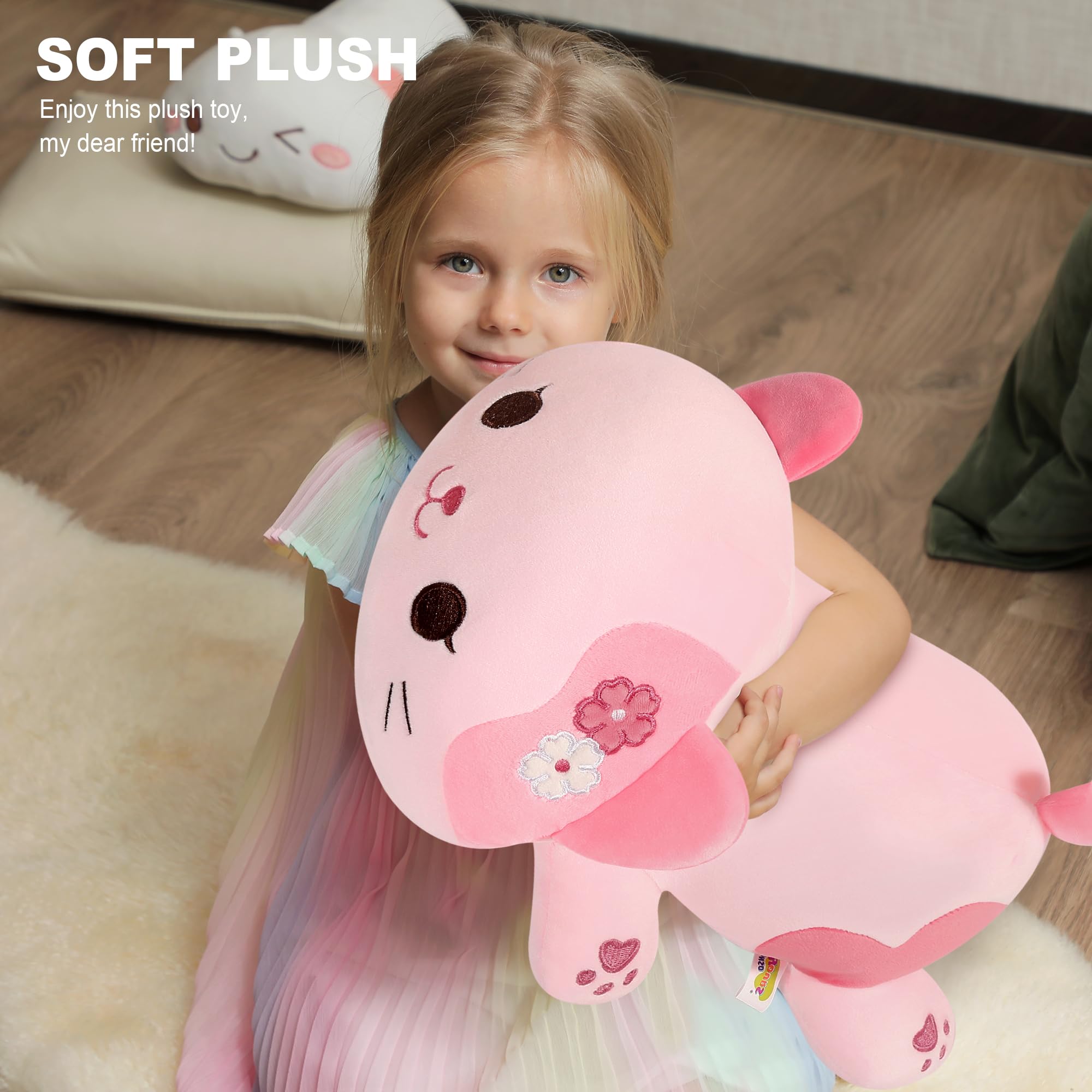 Onsoyours Sakura Cat Plush in bedroom decor setup for kawaii vibe