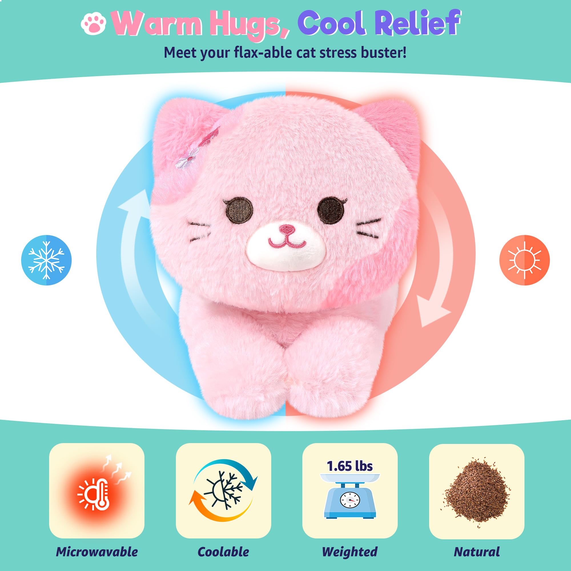Onsoyours Sakura Cat plush eye detail highlighting cute, soothing design for kids and adults.