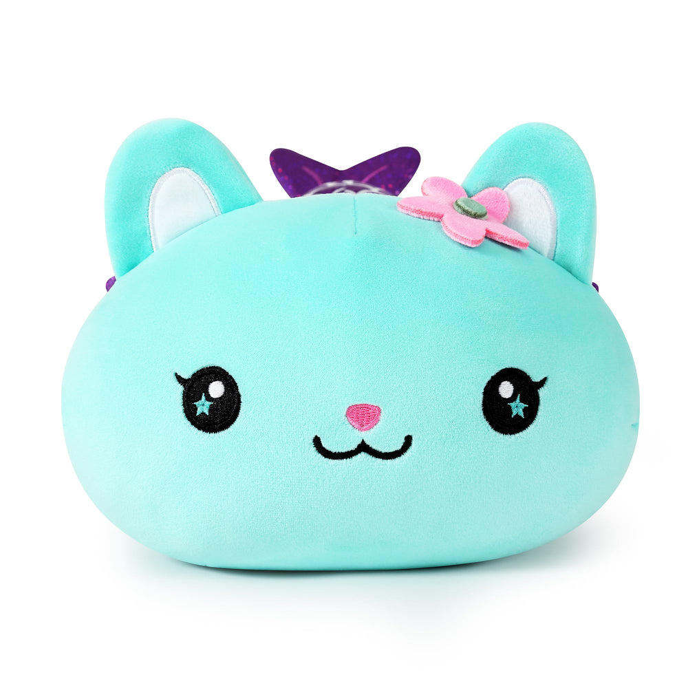 Onsoyours blue cat mermaid plush fabric close-up highlights softness