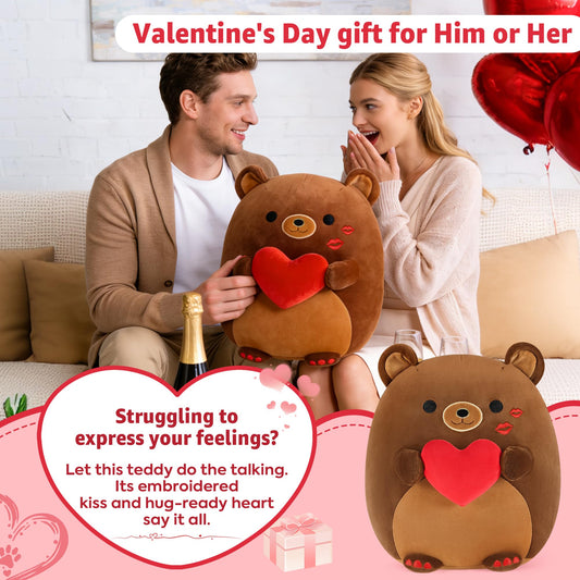 Onsoyours bear plush cheeks show red lip prints for playful charm.