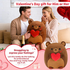 Onsoyours bear plush cheeks show red lip prints for playful charm.