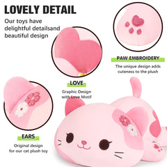 Onsoyours Sakura Cat Plush in-hand image shows soft plush feel