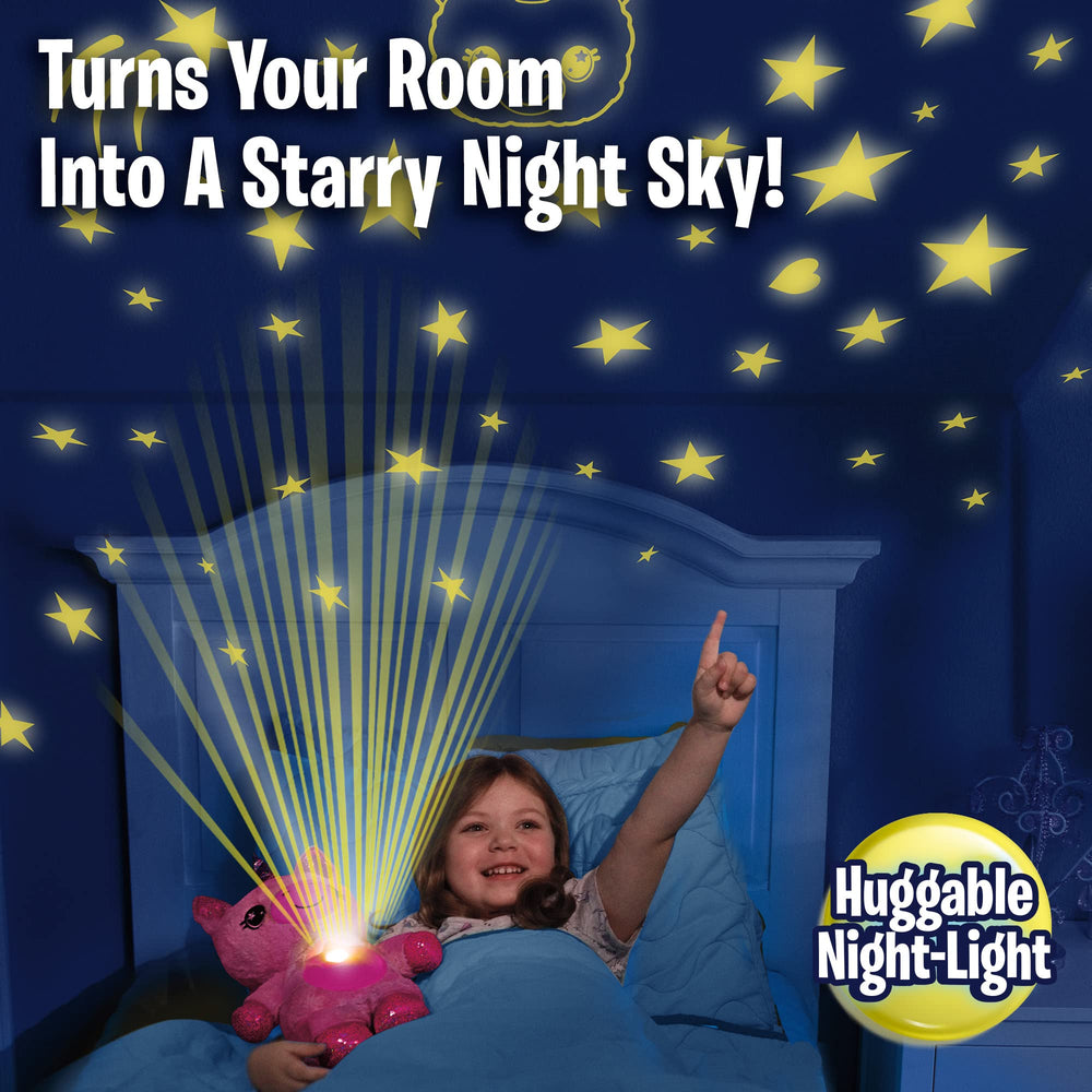 Press the unicorn belly to change colors during bedtime routines.