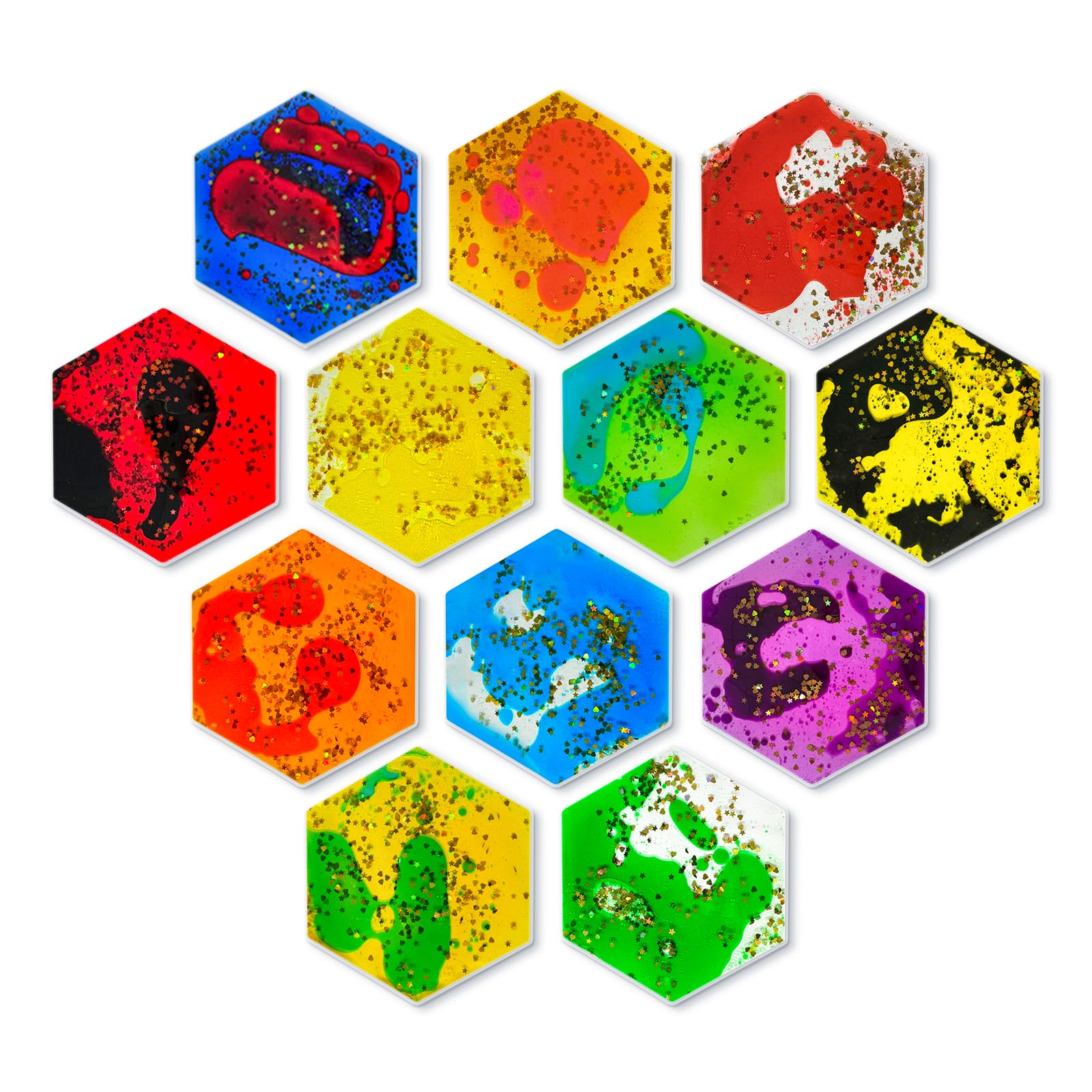 Onyoloy liquid sensory hexagon toy calms nerves during busy mornings.