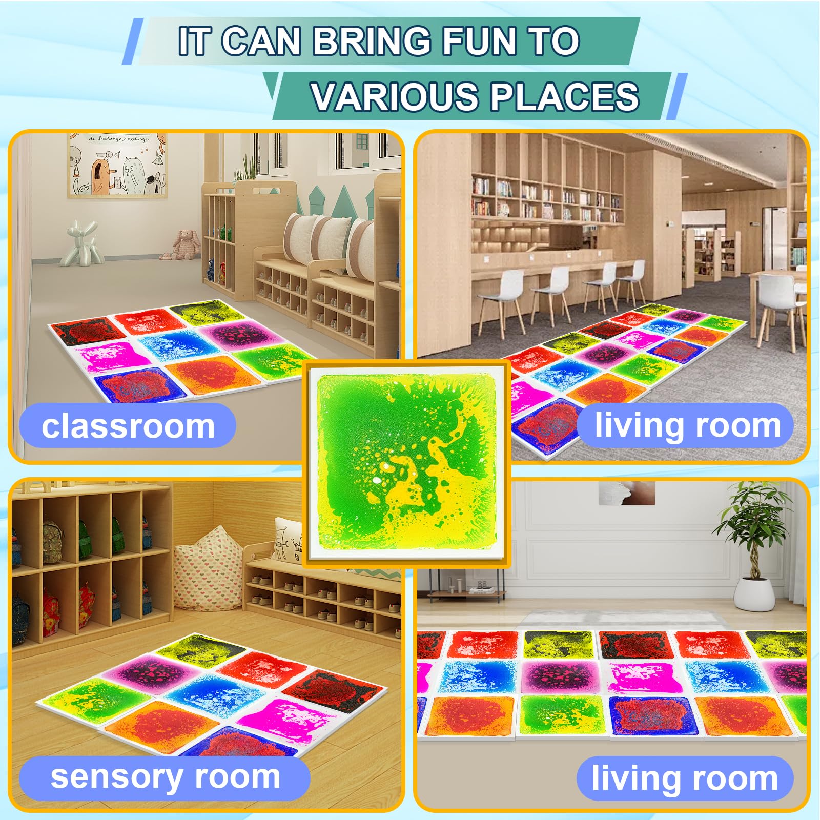 Onyoloy Liquid Sensory Tiles show durable three-layer construction for long-lasting use