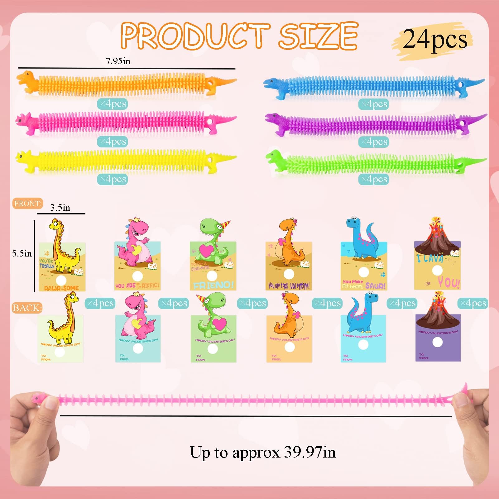 OOINQQ glow dinosaur strings in pink for classroom activities.