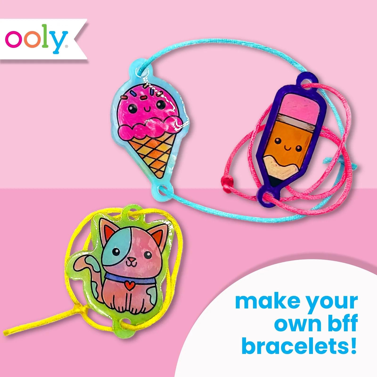 Ooly charms become bracelets, keychains, backpack charms, or zipper pulls.
