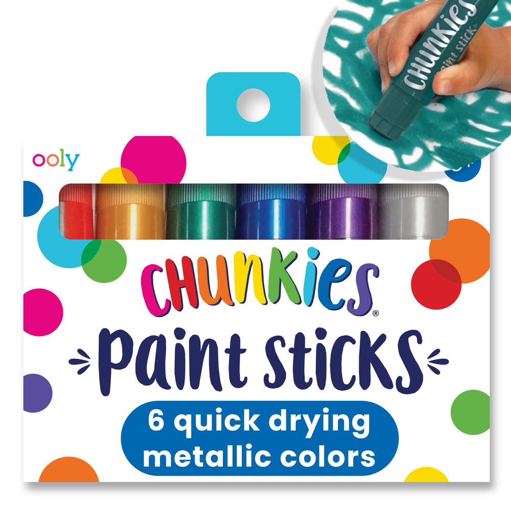 Ooly Chunkies metallic gold paint stick for kids, quick-dry on paper.