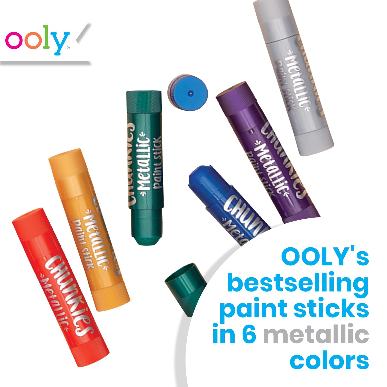 Ooly Chunkies metallic silver paint stick for kids, mess-free coloring.