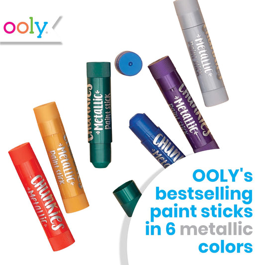 Ooly Chunkies metallic silver paint stick for kids, mess-free coloring.