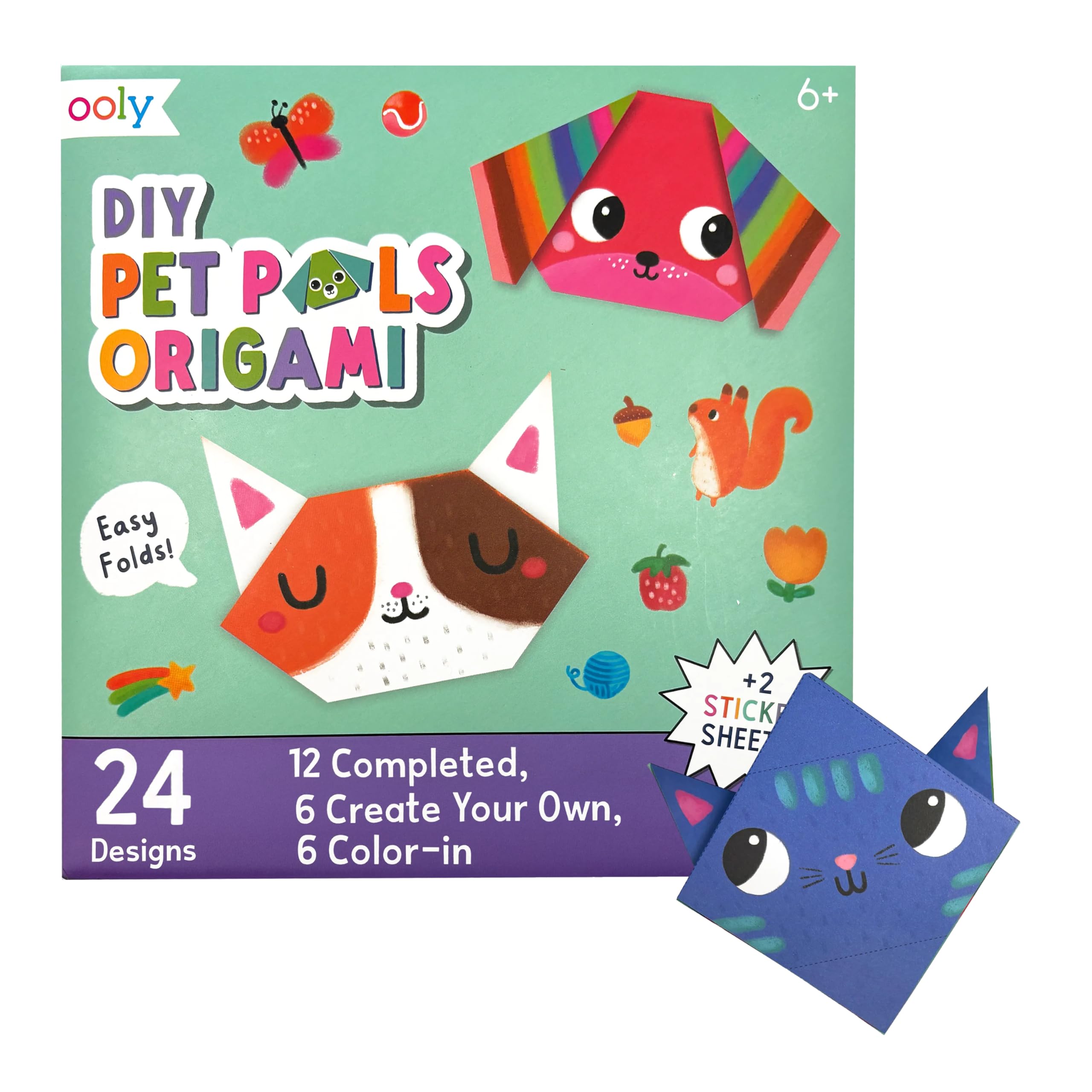 Ooly DIY Paper Kit: 24 animal origami designs for creative folding fun.
