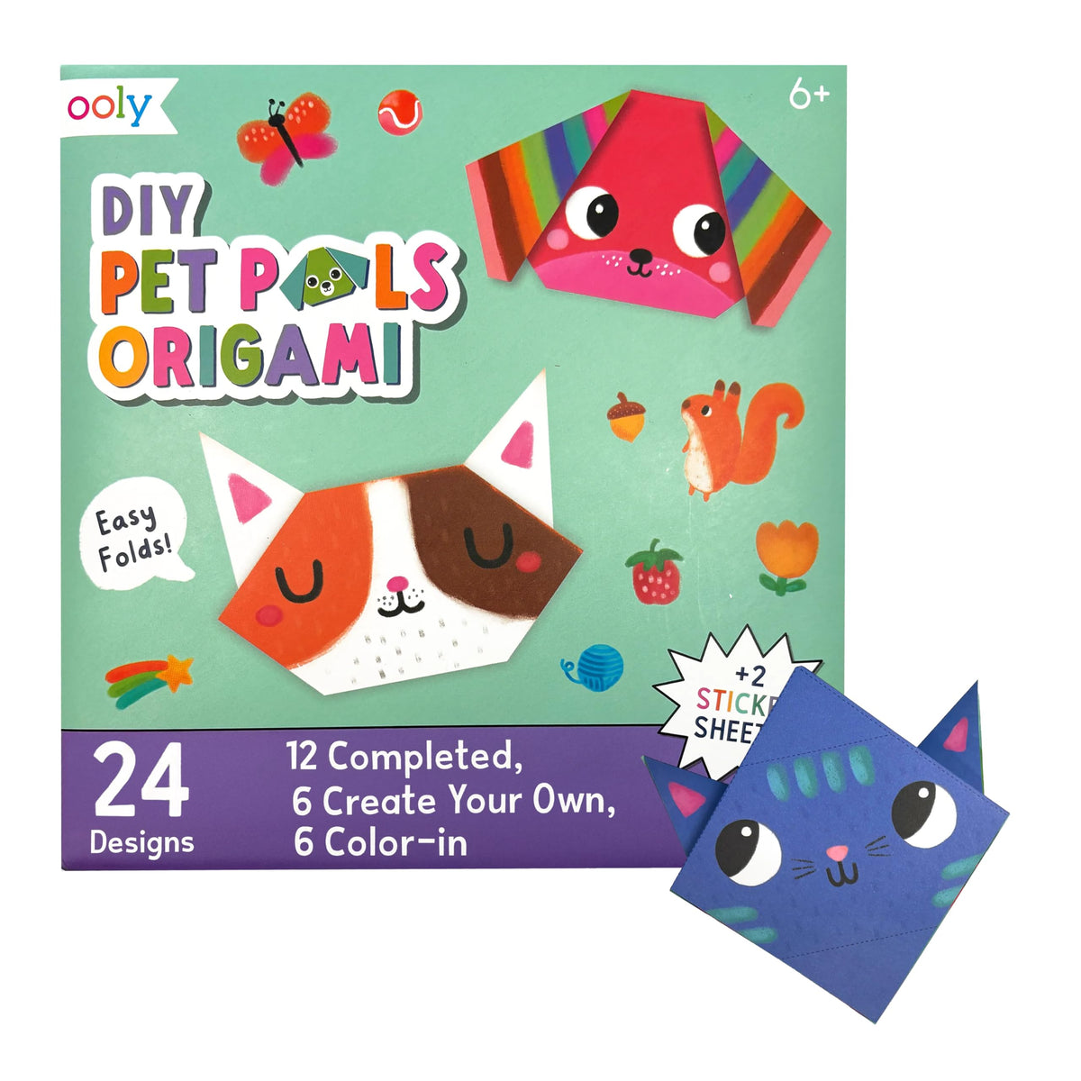 Ooly DIY Paper Kit: 24 animal origami designs for creative folding fun.