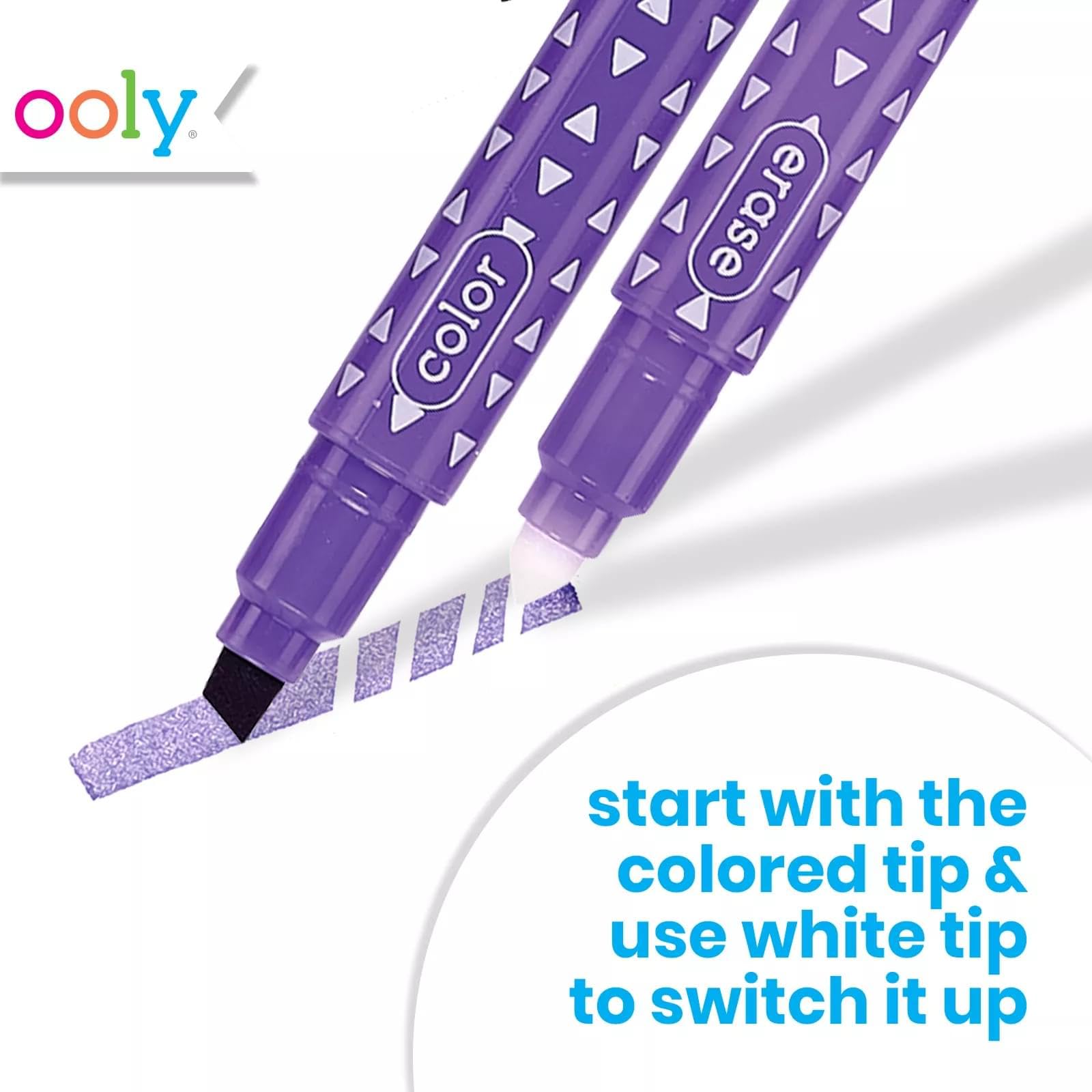 OOLY Make No Mistake markers in use for drawing and writing with clean erasing.