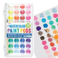OOLY Lil' Watercolor Paint Pods with 36 colors in a case for vibrant art on the go