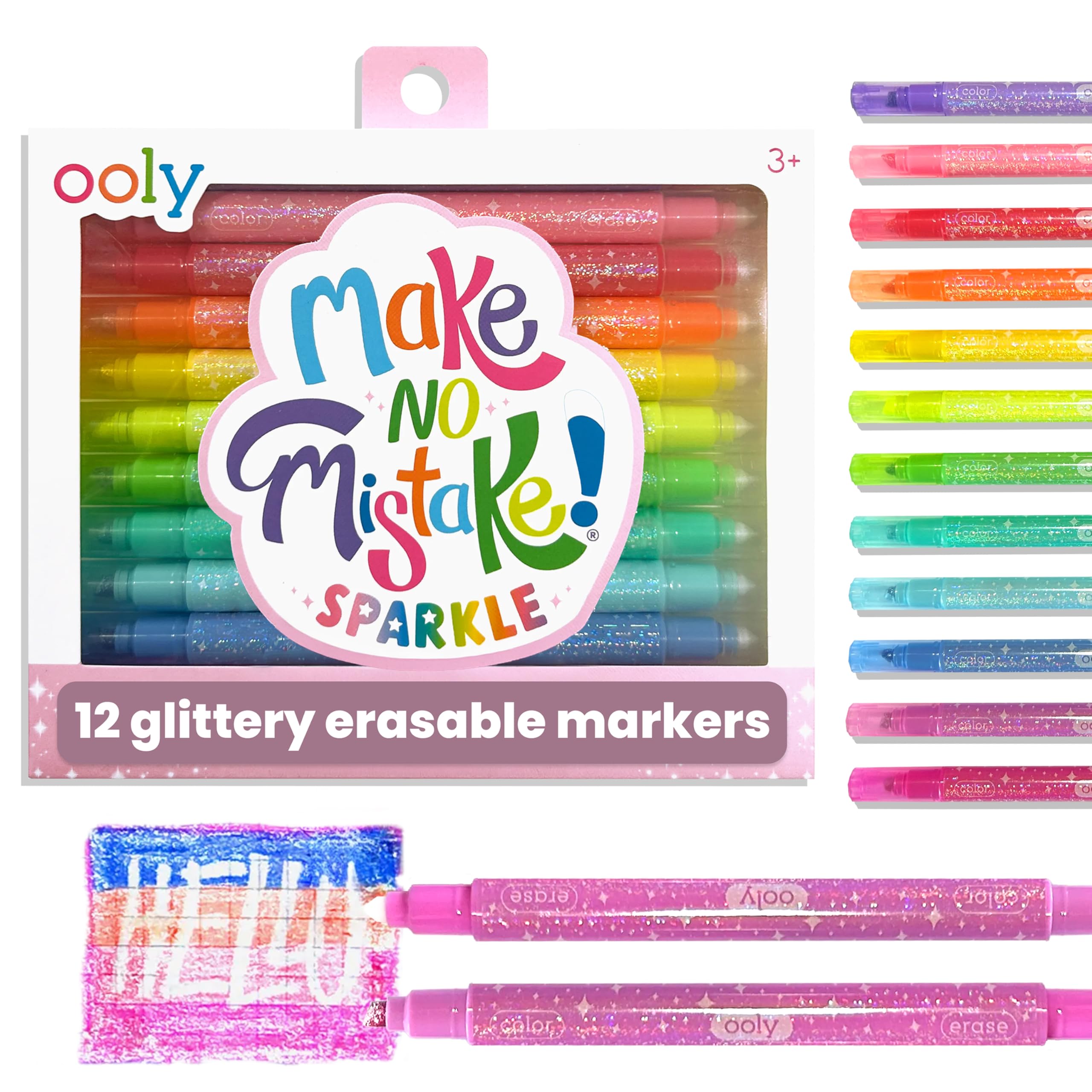 Ooly Make No Mistake markers pack front view in clear case for mess-free coloring