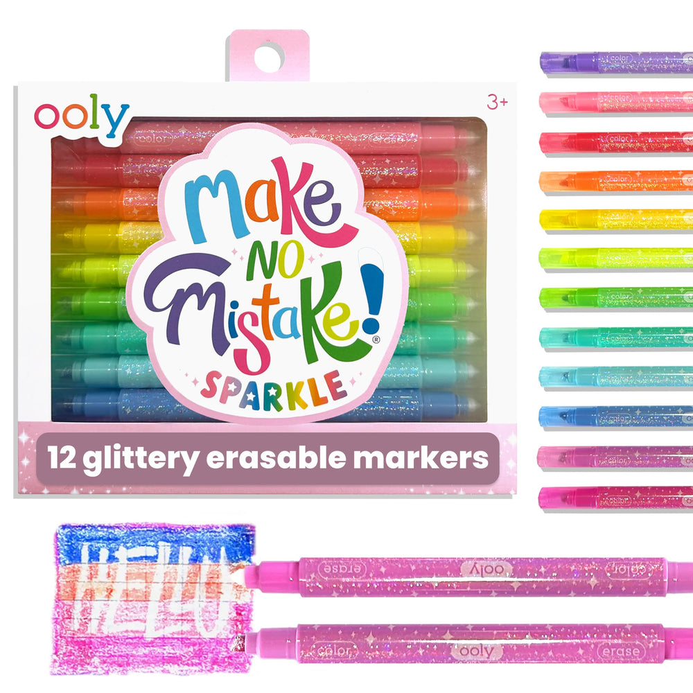 Ooly Make No Mistake markers pack front view in clear case for mess-free coloring
