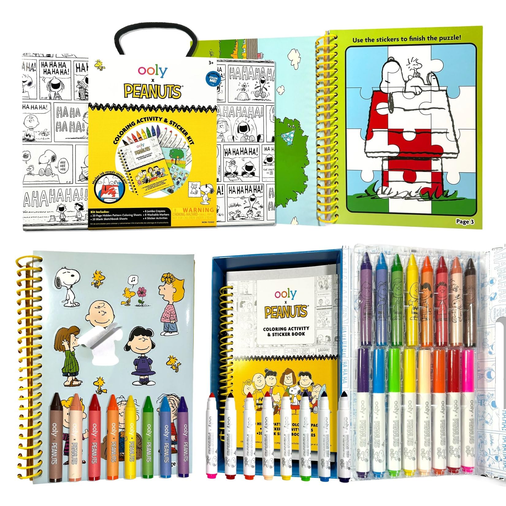 Ooly Peanuts 60 PC coloring kit in travel box ready for creative play on the go