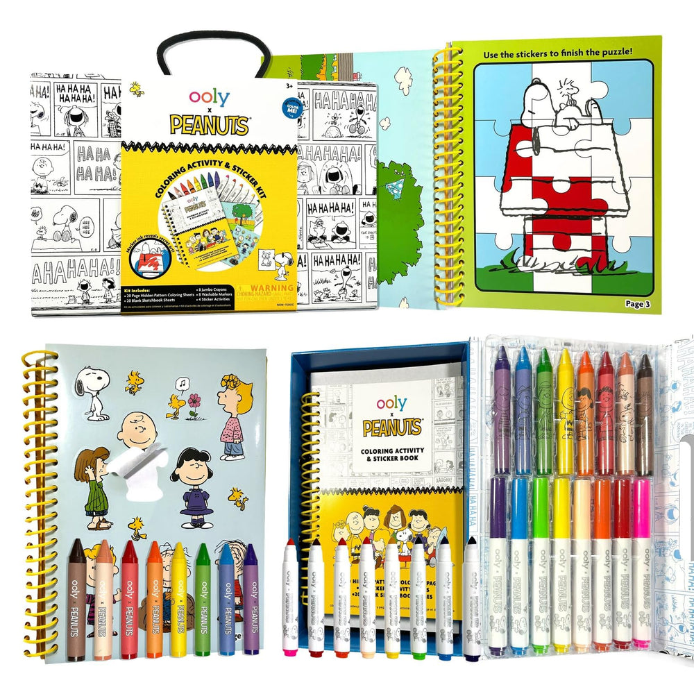Ooly Peanuts 60 PC coloring kit in travel box ready for creative play on the go