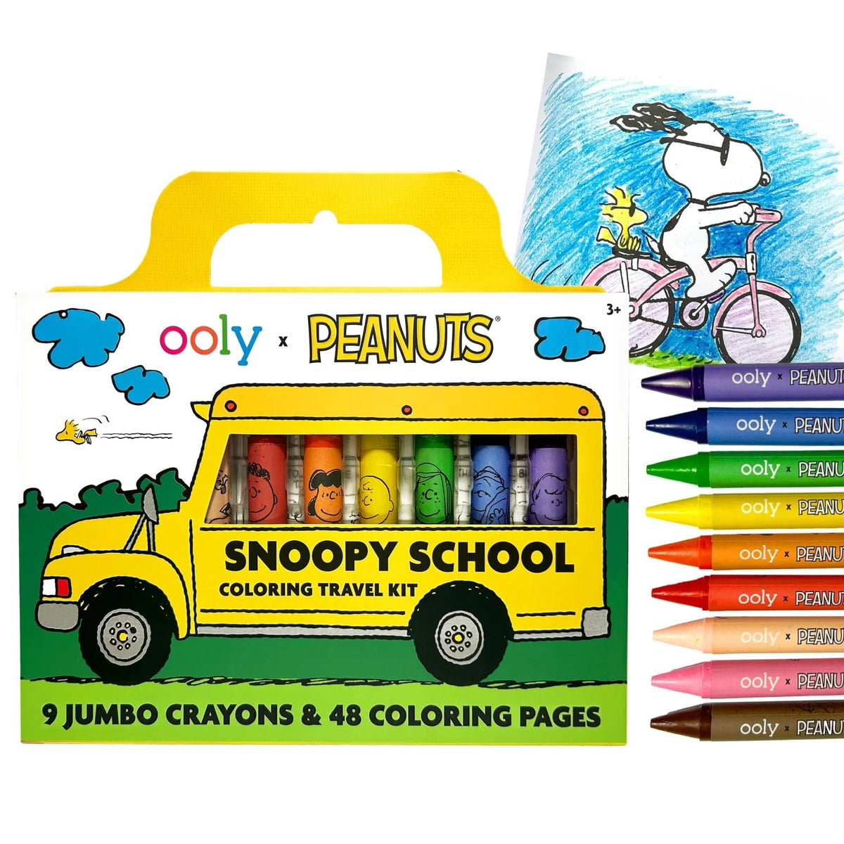 Ooly Peanuts travel art kit cover featuring Snoopy, ideal for on-the-go creativity.