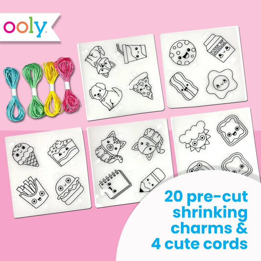 Ooly pre-cut shrinking charms ready to color, mess-free crafting.