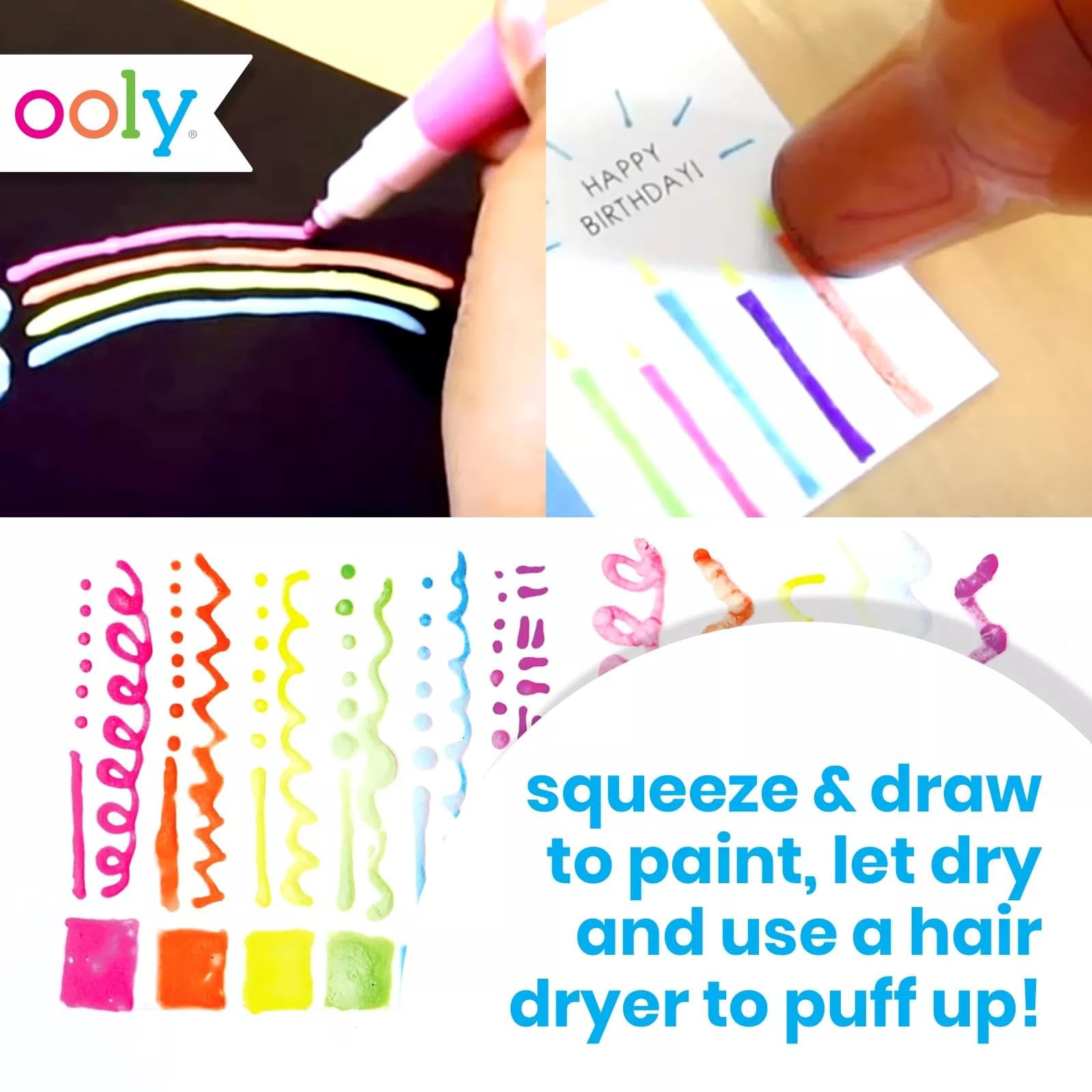 Ooly Puffy Paint Neon Pens ideal for greeting cards and crafts.