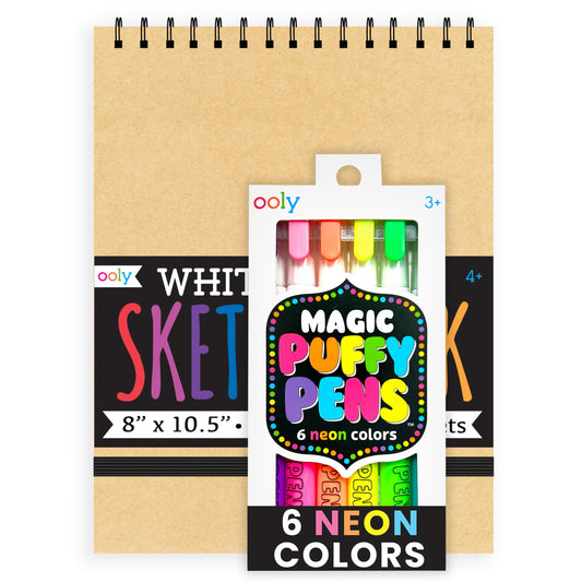 Ooly Puffy Paint Neon Gel Pens set in six vibrant colors for vivid 3D art projects.