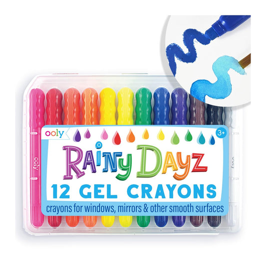OOLY Rainy Dayz Gel Crayons 12-color collection for bold glass and paper art