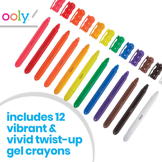 OOLY Rainy Dayz Gel Crayons with a wet brush for watercolor blending on glass
