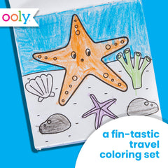 Ooly Travel Art Kit sea life pages offer colorful scenes for travel coloring.